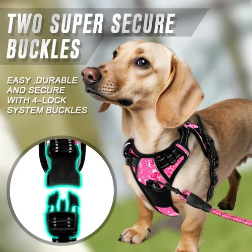 Vista 234 de BARKBAY - Arnés para perro sin tirones con clip frontal, material resistente y reflectante, asa de fácil control para pasear perros grandes