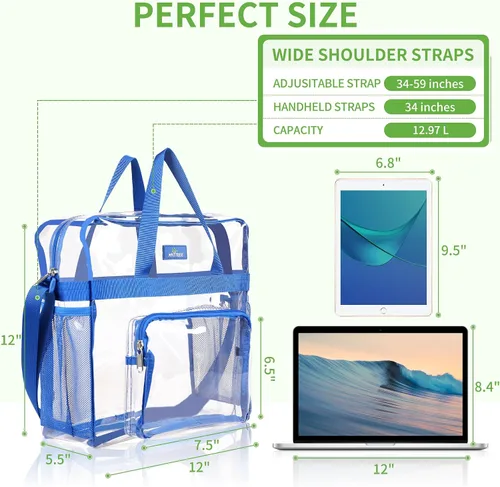 Vista 66 de MAY TREE Bolsa transparente para eventos en estadios de 12 x 6 x 12 pulgadas, bolsa de almuerzo transparente con correas reforzadas para trabajo