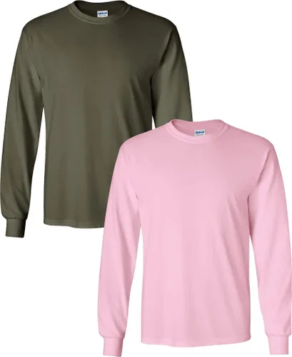 Vista 81 de Gildan - Camiseta de algodón y de manga larga para hombre, modelo G2400 (1) verde irlandés + (1) negro
