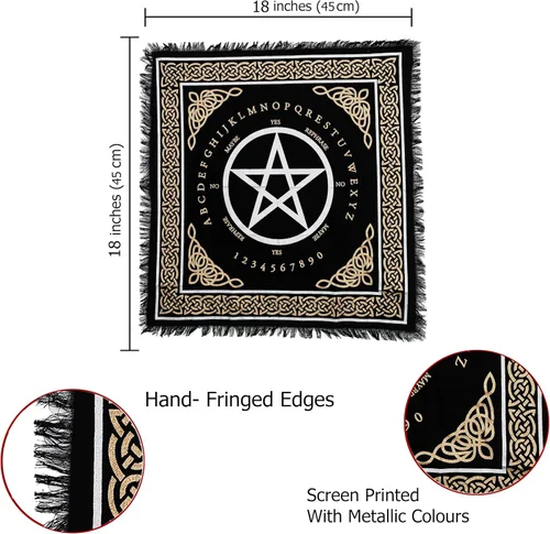 Vista 6 de Indian Consigners Paño de Altar A-Z Péndulo de Hechicería Pentagrama Alter Tarot Spread Wiccano Cuadrado Paño de Mesa Sagrado Paño Espiritual