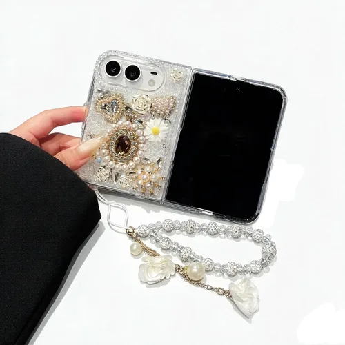 Vista 13 de iFiLOVE para iPhone 7 Plus/8 Plus Funda con Diamantes Brillantes y Correa de Flores, 3D Lujo Brillante Purpurina Cristal Diamantes de Imitación