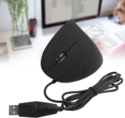 Vista 5 de Ratón de mano izquierda con cable, ratón vertical de mano izquierda, mouse ergonómico vertical 800/1200/1600DPI USB ratón óptico, fácil de usar.
