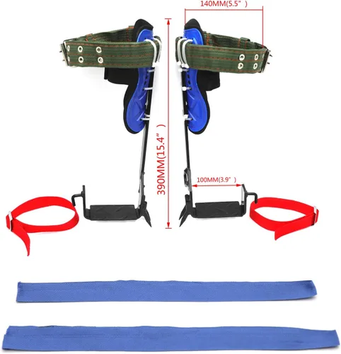 Vista 3 de Juego de pinchos para escalada de árboles/postes, cinturón de seguridad, correa, cuerda ajustable de acero inoxidable