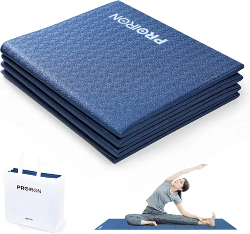 Vista 13 de PROIRON Esterilla de Yoga Plegable 0.24"/0.16" para Entrenamiento en Casa y Viajes, Esterillas de Yoga de Viaje Antideslizantes con Bolsa