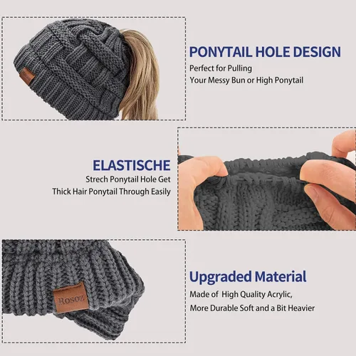 Vista 4 de Rosoz 1 y 2 paquetes de gorros de invierno para mujer