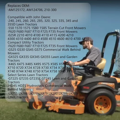 Vista 2 de Kit de ruedas de cubierta, 4 piezas, compatible con cortacésped John Deere de 48, 54, 60, 72 pulgadas, repuesto # AM125172