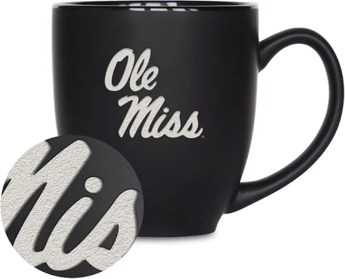 Vista 131 de Rico Industries - Taza de cerámica mate negra con grabado láser estándar de 15oz para NCAA (escuelas T & U) - Para bebidas calientes o frías