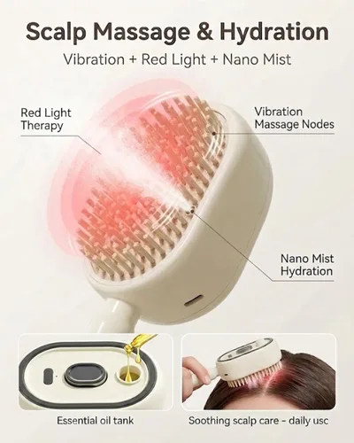 Vista 3 de Steam Hair Brush, 2 in 1 Electric Spray Detangling Comb, Hot Air Straightener and Flat Iron, Rechargeable Nano Mist Heated Salon Styling Tool, Anti