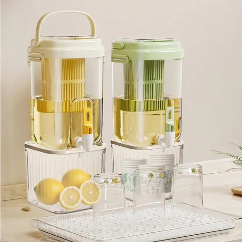 Vista 3 de Dispensador de bebidas de plástico de 0.6 galones, recipientes de jugo para individuos o familias pequeñas, dispensador de bebidas de hielo