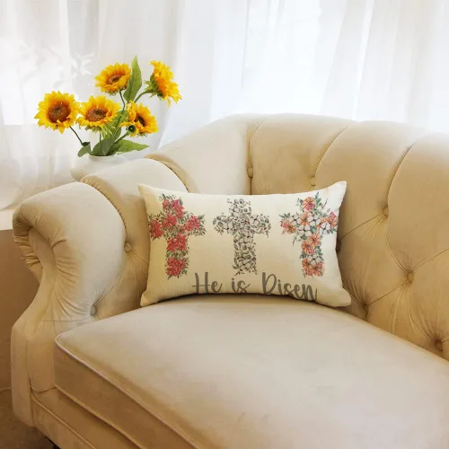 Vista 3 de Ogiselestyle He is Risen - Funda de almohada de Pascua, 12 x 20 pulgadas, decoración de primavera y Pascua, para sofá