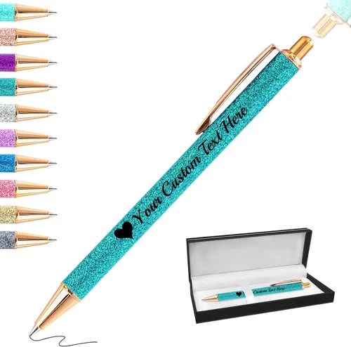 Vista 80 de Bolígrafos con purpurina personalizados con nombre, bolígrafos bonitos y bonitos personalizados, bolígrafos retráctiles de tinta negra, suministros