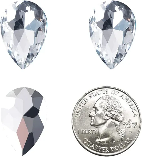 Vista 6 de Lágrima de cristal de 0.787 x 1.181 in con diamantes de imitación grandes para manualidades, fabricación de joyas, zapatos, cuentas de vidrio, 36