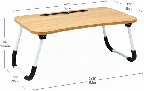 Vista 3 de Mind Reader Mesa para Portátil/Soporte para Laptop, Bandeja de Cama, Patas Plegables, Mesa de Sofá, Portátil, MDF, 23.25" L x 13.75" A x 10.5" Al