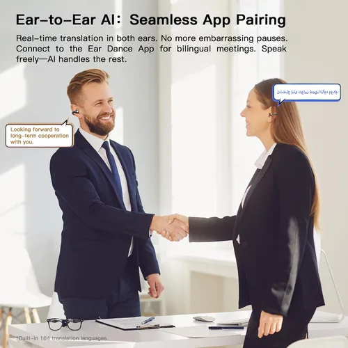 Vista 4 de OWS - Auriculares colgantes con clip para la oreja, auriculares inalámbricos de traducción AI en tiempo real, 165 idiomas traductores