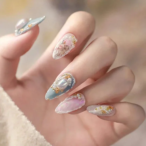 Vista 8 de 10 hojas de transferencia de lámina de uñas, diseño de flor de Cupido en ángulo, calcomanías de uñas, calcomanías de arte de uñas, tiras
