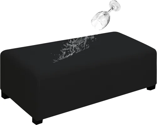 Vista 29 de Easy-Going Funda para Otomán Elástica 100% Doble Impermeable Rectangular Plegable Taburete de Almacenamiento Protector de Muebles Funda Suave