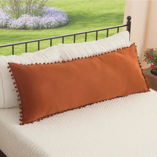 Vista 30 de Juego de 2 fundas de almohada con pompones color verde aguacate, tamaño Queen estándar, 100% microfibra lavada, funda de almohada con flecos de bola