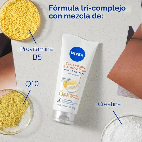 Vista 3 de NIVEA Crema reafirmante y antiarrugas para el cuello y el pecho con coenzima Q10, creatina y provitamina B5, crema reafirmante para la piel que