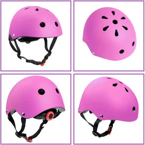 Vista 4 de Casco ajustable para niños de 3 a 16 años, niños pequeños, niños y niñas, equipo de protección con rodilleras, coderas y muñequeras para múltiples