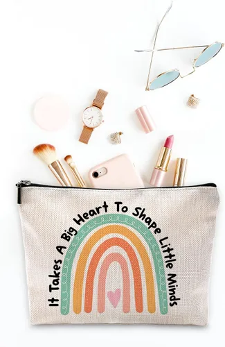 Vista 3 de Sufamb It Takes A Big Heart To Shape Little Minds - Bolsa de maquillaje, citas inspiradoras, bolsa de cosméticos para mujeres y niñas, regalos