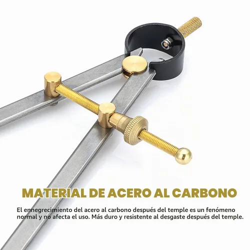 Vista 3 de 2 pinzas divisoras ajustables con cierre de resorte, plegadora de brújula de cuero de acero de 6 y 8 pulgadas, herramienta de brújula de dibujo