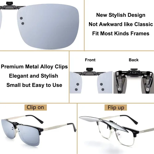 Vista 3 de CAXMAN Gafas de sol polarizadas con clip para hombres y mujeres, protección UV