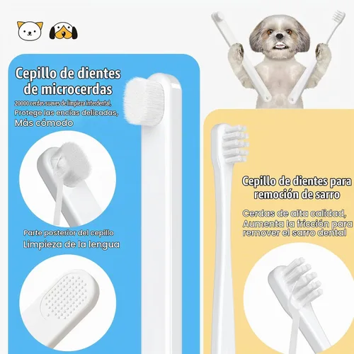 Vista 2 de Kit de cepillo de dientes para perros pequeños y cachorros, cerdas