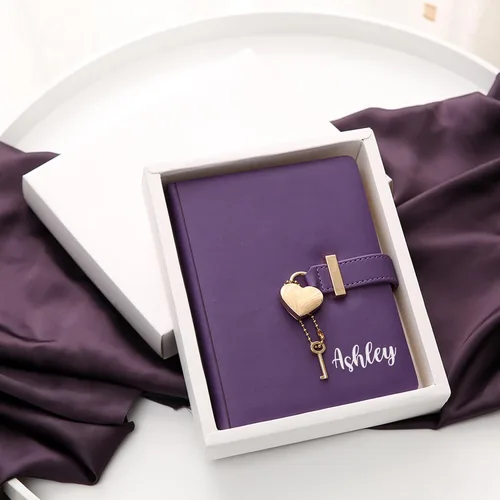Vista 13 de Diario con cerradura en forma de corazón con llave, cubierta de cuero sintético, organizador personal, cuaderno secreto para niñas y mujeres