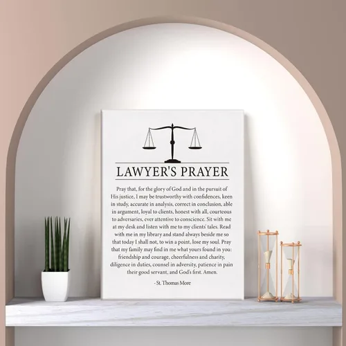 Vista 5 de LEXSIVO Lienzo impreso con texto en inglés "Lawyer's Prayer", arte de pared, decoración de oficina de ley, pintura moderna de abogado, póster de 12