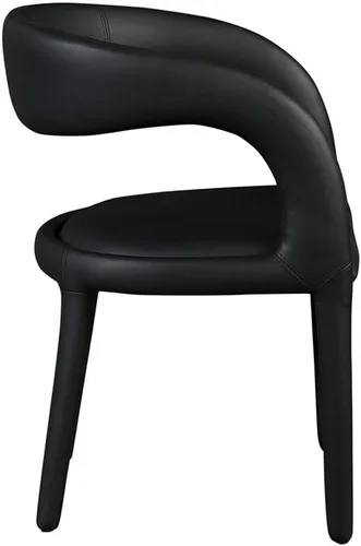 Vista 6 de Meridian Furniture 987Black-C Sylvester Collection Modern Silla de comedor tapizada de cuero vegano contemporáneo con respaldo redondeado, 23.5