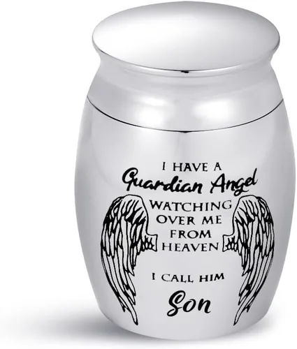 Vista 13 de Auntie Guardian Angel Mini Urnas de cremación para cenizas humanas, portátil, tamaño pequeño, de acero inoxidable, recuerdo, regalos funerarios