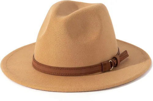 Vista 12 de Lisianthus Sombrero Fedora de ala ancha vintage para hombre y mujer con hebilla de cinturón Negro