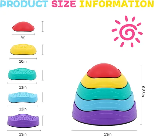 Vista 2 de Juego de 11 piedras antideslizantes para niños, bloques de equilibrio para interiores y exteriores, equipo de fitness para niños, promueve