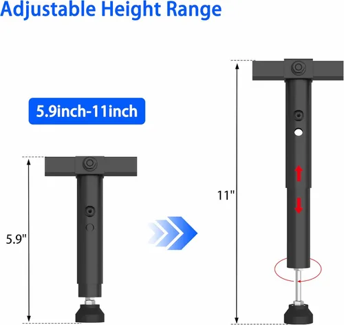 Vista 6 de Soporte central de cama con 8 patas ajustables, sistema de barra de soporte central de metal resistente para camas matrimoniales, queen, king