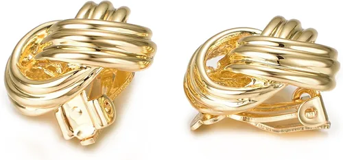 Vista 4 de Yoursfs Aretes con clip de nudo de amor para mujer aretes florales no perforados