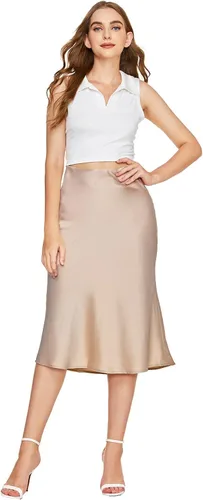 Vista 5 de Verdusa - Falda midi elegante acampanada y de cintura alta para mujer