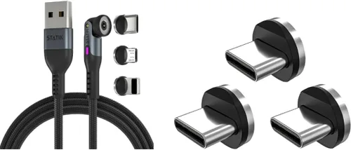 Vista 6 de Statik Conector magnético USB-C para cable de carga magnético, paquete de 3 adaptadores USB-C para cargador de cable, se ajusta fácilmente en su