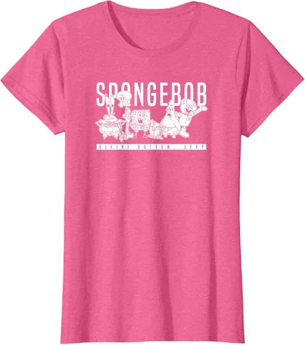 Vista 63 de Bob Esponja Vintage Group Simple Logo Camiseta, Negro