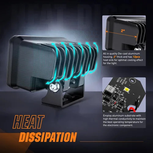 Vista 5 de Nilight 2 cápsulas de luz ámbar para motocicleta, 2 unidades, 3 pulgadas, 1070 lúmenes, inundación, conducción offroad, luces antiniebla auxiliares