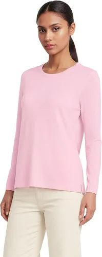 Vista 23 de Lands' End - Camiseta de manga larga, cuello redondo y holgada de algodón Supima cultivado en EE. UU. para mujer Blanco