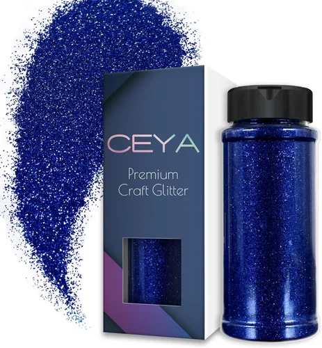Vista 8 de Ceya Polvo de purpurina ultra fina de 3.8 onzas/110g, Admiral Blue Crafts Glitter de 1/128 pulgadas, 0.008 pulgadas, 0.2mm para slime, resina epoxi