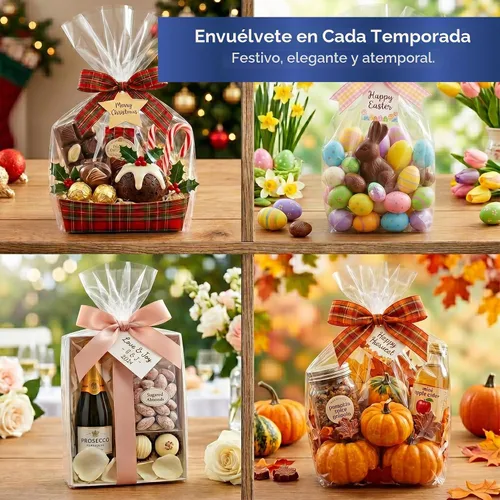 Vista 9 de Rollo de celofán transparente de 16 pulgadas x 220 pies - Cesta de regalo Celofán