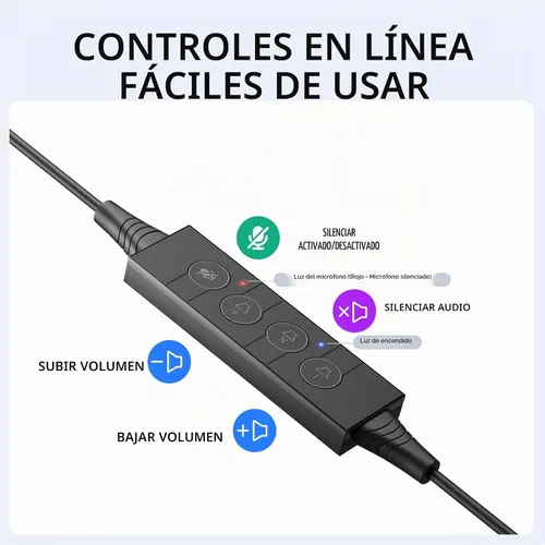 Vista 6 de EKSA H27 Auriculares USB para computadora con micrófono para trabajo, auriculares de PC con micrófono de cancelación de ruido, auriculares con cable