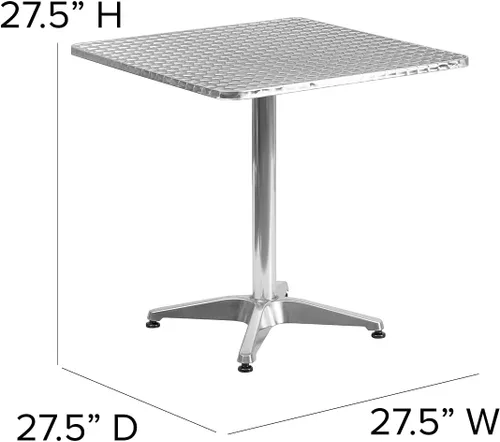 Vista 3 de Flash Furniture - Mesa cuadrada de aluminio de 27.5 pulgadas de grado comercial Mellie para interiores y exteriores con base