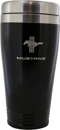 Vista 3 de Ford Mustang Tri-Bar - Taza de viaje de acero inoxidable, color negro