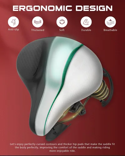 Vista 3 de Bicycle Seat for Men Women Comfort Extra Wide, Noseless Bike Seats for Peloton Seat, Most Comfortable Saddles for E Bike, Stationary, Exercise
