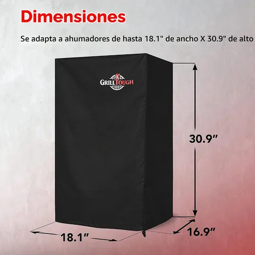 Vista 5 de GrillTough Funda para Ahumador de Servicio Pesado, 30 Pulgadas – Impermeable, Resistente a la Intemperie, Resistente a los Rayos UV y a la Negro