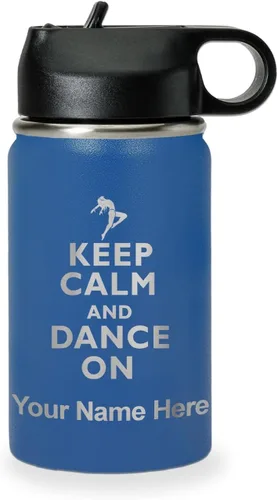 Vista 62 de LaserGram Botella de agua personalizada, mantén la calma y baila, acero inoxidable de doble pared aislada al vacío con popote superior, regalo Rosa
