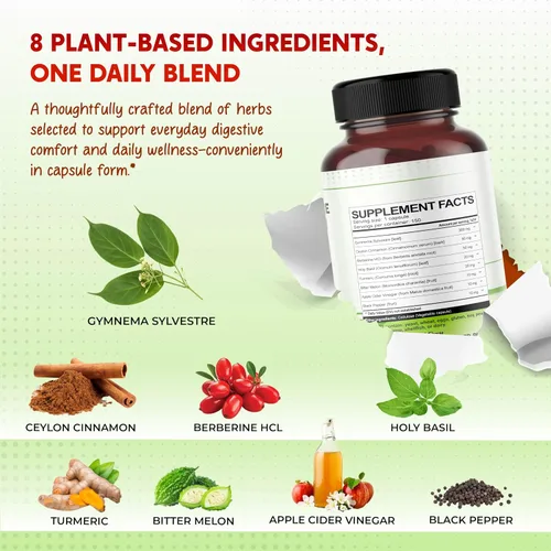 Vista 4 de Gymnema Sylvestre Berberina de canela de Ceilán todo en 1, alta potencia s para la salud digestiva y apoyo al metabolismo