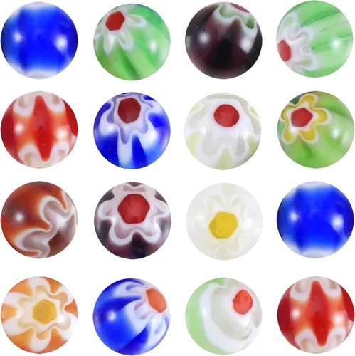 Vista 5 de Weebee Millefiori - Cuentas sueltas de cristal con forma de corazón y flores planas, cuentas espaciadoras redondas para hacer joyas, 100